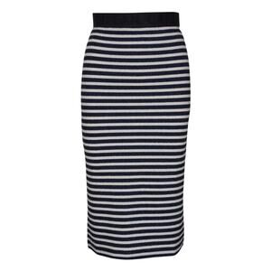 Michael Kors Black & White Striped Stretch Bodycon Tube Maxi Skirt XS